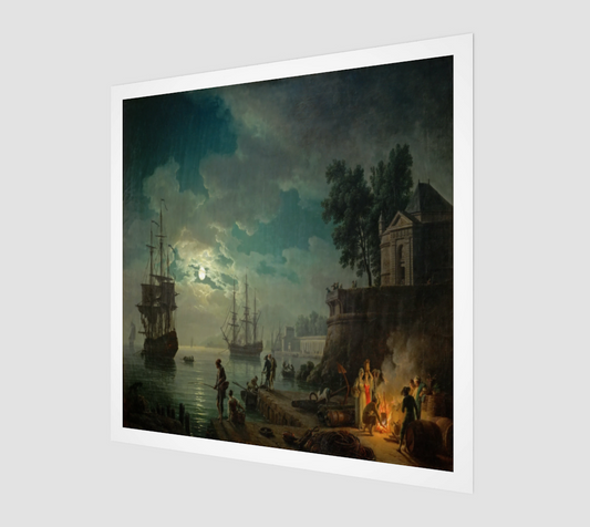 Seaport by Moonlight by Claude-joseph Vernet