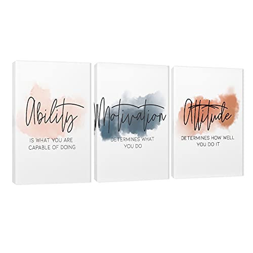 3 Piece Inspirational Canvas Wall Art, Quotes Motivational Mindset Print Pictures for Office Wall Decor, Triptych Entrepreneur Poster Framed Artwork for Women Men Home Decor Ready to Hang (36"Wx18" H)