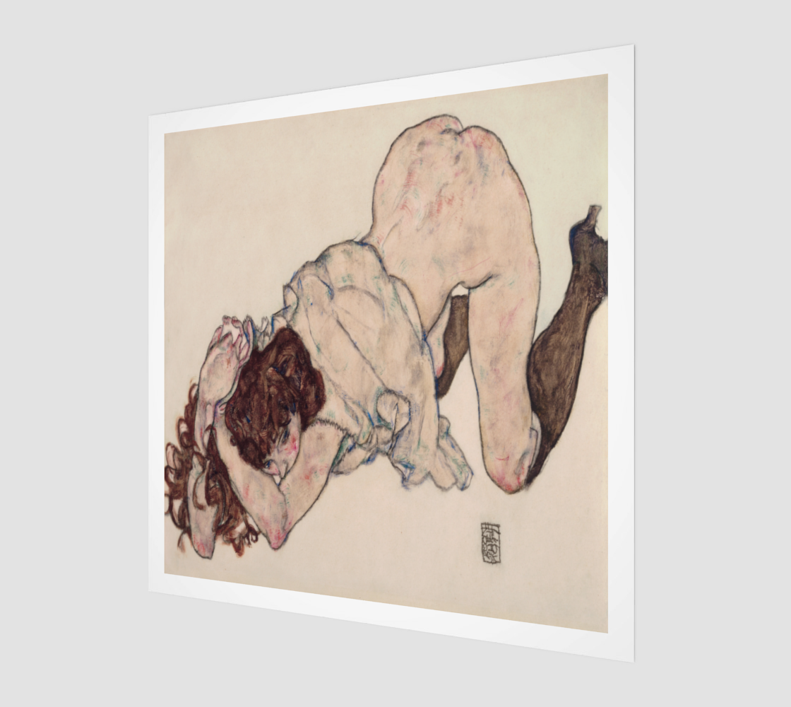 Kneeling Girl Resting on Both Elbows by Egon Schiele