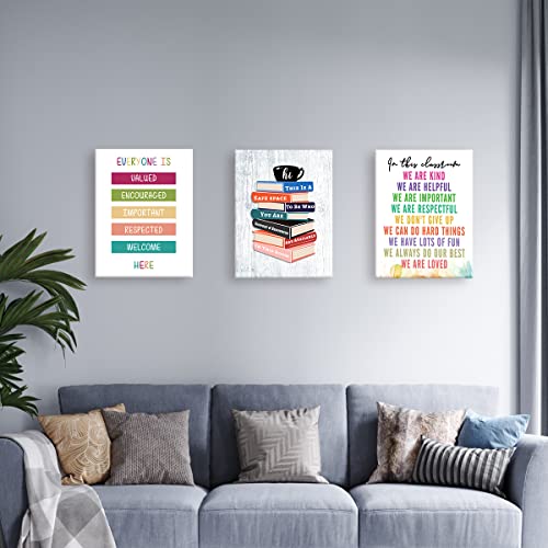 Book Quote Canvas Framed Wall Art,This is a Safe Space Inspirational Canvas Wall Art Ready to Hang for Kids Teens Classroom/Nursery/Read Room Wall Decor,12" x 15"