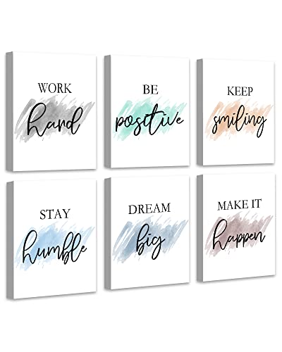 𝗗𝗿𝘀𝗼𝘂𝗺 Motivational Wall Decor Inspirational Office Wall Art Quotes Wall Art for Living Room Encouraging Canvas Posters for Office Bedroom Sayings for Wall Decor - 8” x10” x6 PCS (𝗙𝗿𝗮𝗺𝗲𝗱)