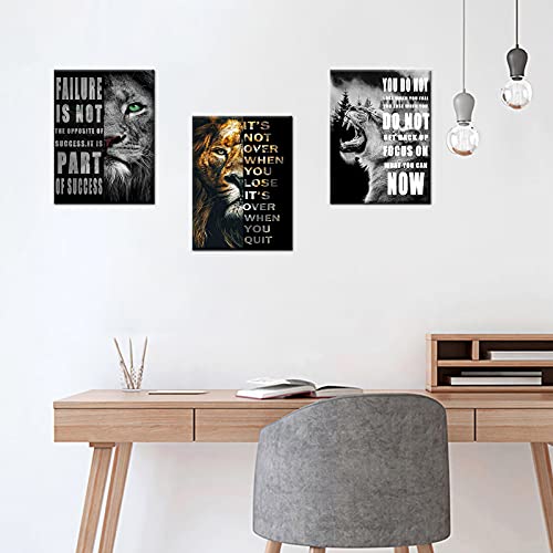 Lion Motivational Canvas Office Print Wall Art Animal Inspirational Picture Animal Poster Painting Modern Inspiring Artwork for Home Living Room Bedroom Office Decor Ready to Hang [36''W x 16''H]