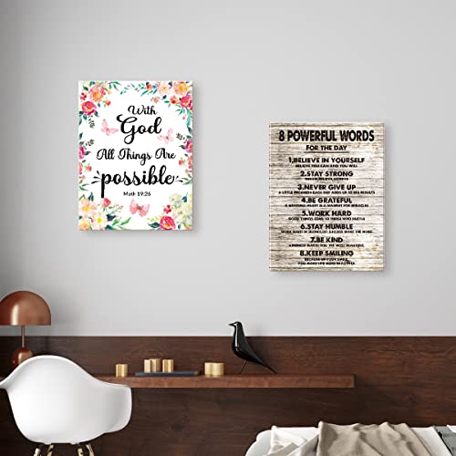 8 Powerful Words Inspirational Canvas Wall Art,For The Day Positive Moticational Canvas Framed Wall Art Ready to Hang for Teens Girls Boys Living Room Nursery Home Bedroom Wall Art Decor 12''x15''