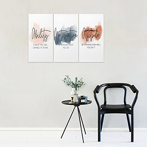 3 Piece Inspirational Canvas Wall Art, Quotes Motivational Mindset Print Pictures for Office Wall Decor, Triptych Entrepreneur Poster Framed Artwork for Women Men Home Decor Ready to Hang (36"Wx18" H)