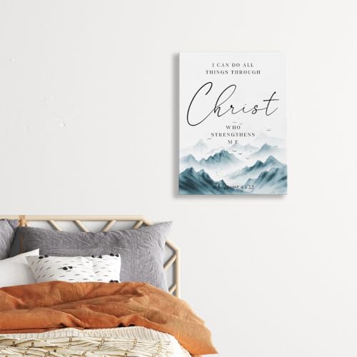 Inspirational Christian Canvas Wall Art Farmhouse Decor Positive Scripture Canvas Prints Religious Wall Decor Bible Verse Framed Artwork Pictures Paintings for Guest Room Washroom Decoration