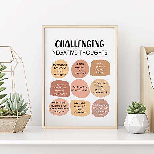 AnyDesign 9Pcs Mental Health Poster 11 x 14 In Boho Style Motivational Psychology Poster Unframed Canvas Wall Art Anxiety Therapy Inspirational Positive Quotes poster for Home Office Classroom decor