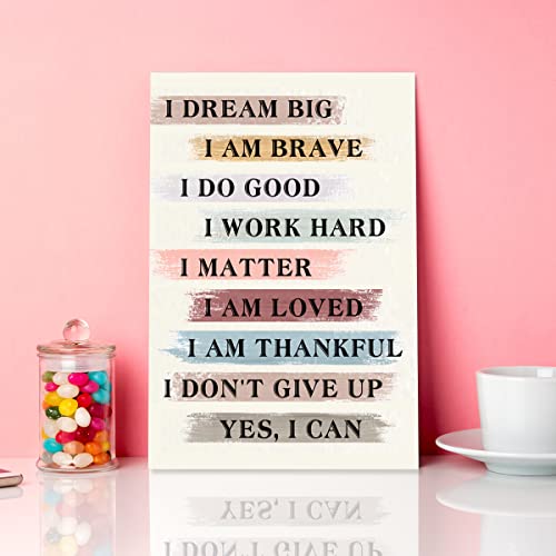 Positive Inspirational Quotes Wall Art Canvas,I Dream Big I AM Brave Motivational Canvas Prints Framed Wall Art for Kids Room Nursery Décor,Encouragement Gifts for Kids Teens