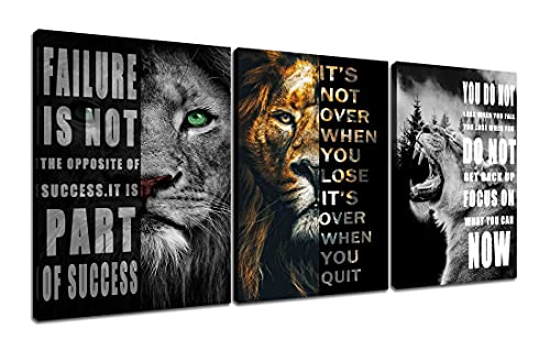 Lion Motivational Canvas Office Print Wall Art Animal Inspirational Picture Animal Poster Painting Modern Inspiring Artwork for Home Living Room Bedroom Office Decor Ready to Hang [36''W x 16''H]
