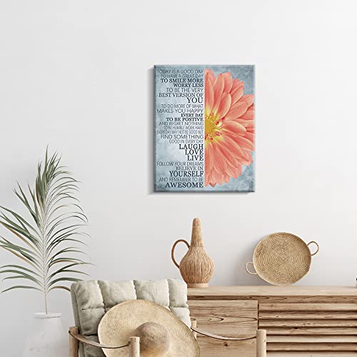 Kas Home Sunflower Wall Decor Inspirational Quotes Canvas Wall Art Rustic Farmhouse Sunflower Artwork for Bathroom Bedroom Office Kitchen Framed Ready To Hang (12 X 15 inch, Red - Flower)
