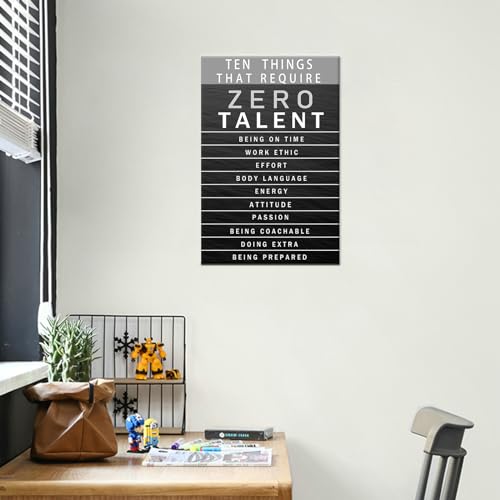 Inspirational Canvas Wall Art Motivational Painting Positive Entrepreneur Quotes Poster Ten Things That Require Zero Talent Pictures Print Wall Decor Artwork for Bedroom Office Framed [18''W x 12''H]