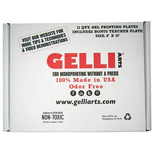 Gelli Arts Gel Printing Plates - 8" x 10" Gel Plates Class Pack, Reusable Gel Printing Plates, Printmaking Gelli Plates, Clear Monoprinting Plates, Printing Plates for Art Classes (11 Plates)