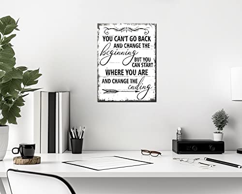 Pigort Black and White Inspirational Wall Art Office Decor, Rustic Motivational Wrapped Canvas Art Prints for Bedroom | Living Room | Office | Classroom, 12x16 Inch