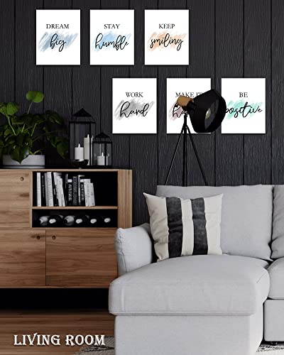 𝗗𝗿𝘀𝗼𝘂𝗺 Motivational Wall Decor Inspirational Office Wall Art Quotes Wall Art for Living Room Encouraging Canvas Posters for Office Bedroom Sayings for Wall Decor - 8” x10” x6 PCS (𝗙𝗿𝗮𝗺𝗲𝗱)