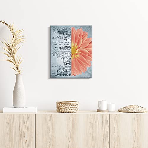 Kas Home Sunflower Wall Decor Inspirational Quotes Canvas Wall Art Rustic Farmhouse Sunflower Artwork for Bathroom Bedroom Office Kitchen Framed Ready To Hang (12 X 15 inch, Red - Flower)
