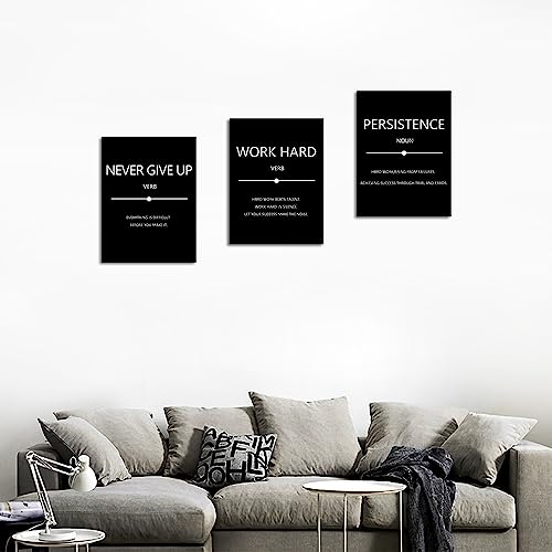 Inspirational Wall Art Canvas Prints Poster Motivational Persistence Wall Art Hustle Poster Office Decor Positive Success Quotes Pictures Framed for Living Room Bedroom(36''Wx 16''H)