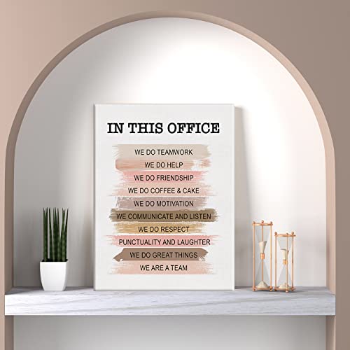 Motivational Teamwork Wall Art in This Office We Do Teamwork Canvas Print Inspirational Framed Diversity Painting for Office Home Wall & Tabletop Decor