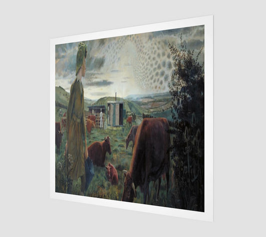 A Land Girl and the Bail Bull by Evelyn Dunbar Fine Art Painting - Fine Art