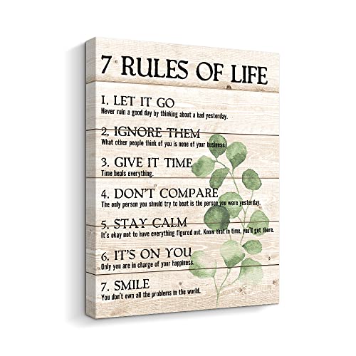CREOATE Motivational Quotes Wall Art- Plant Print 7 Rules of Life Inspirational Motto Canvas Print Home Office Wall Décor