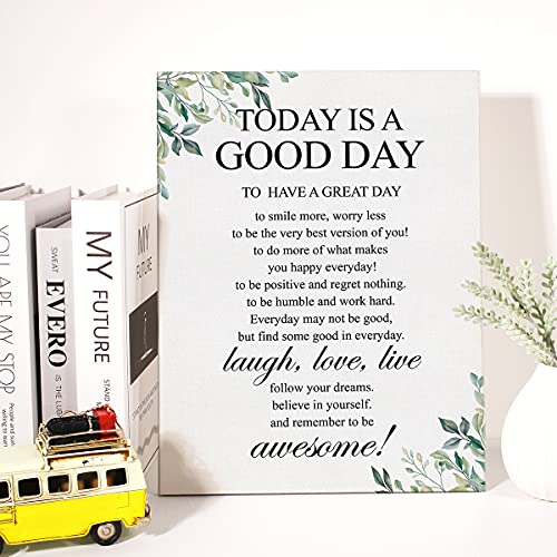 Canvas Wall Art Inspirational Today is a Good Day Quote Canvas Print Painting Home Wall Decor Framed Gift 12x15 Inch