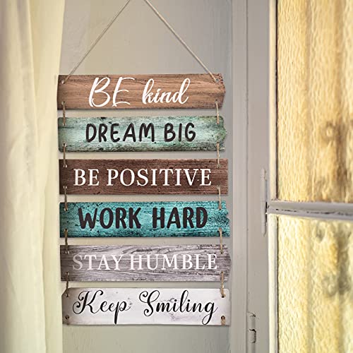 6 Pieces Rustic Wall Hanging Plaque Sign Inspirational Wall Art Farmhouse Wooden Wall Signs Positive Wall Plaque with Quotes Motivational Quote Decor for Office Bedroom Living Room (Retro Style)