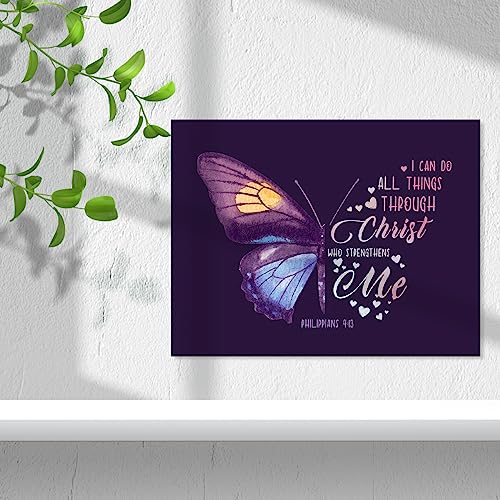 Inspirational Christian Wall Decor,I Can Do All Things Through Christ Who Strengthens Me Philippians 4:13 Bible Verses Canvas Poster Print Wall Art for Women Girls W630