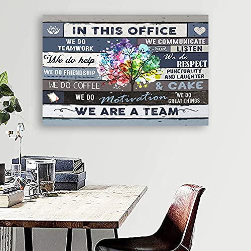 In This Office Canvas Wall Art Rustic Vintage We Are A Team Canvas Poster We Do Teamwork Inspirational Wall Art Decorations On Canvas Motivational Quotes We Do Help We are A Team Canvas Poster Modern Office Wall Decor 16" x 24” Unframed
