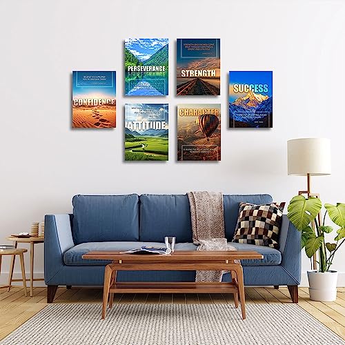Inspirational Quotes Wall Art,Motivational Wall Art Decoration Painting, landscape Canvas Wall Art， Suitable for Library, Office， Living Room,Home Deco,Tabletop/Hanging,| 6-pack(29 x 38 cm) framed 1