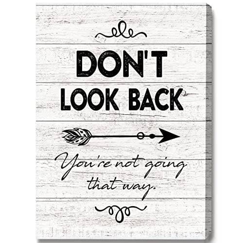 IIONGDE Don't Look Back Quote Canvas Wall Art, Inspirational Motto Motivational Canvas Print Painting Ready to Hang for Home Office Bedroom Living Room Wall Decor 12" X 15"