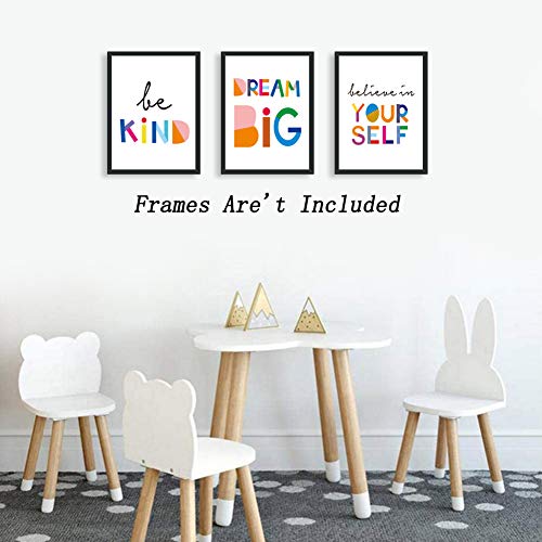HPNIUB Unframed Watercolor Words Inspirational Quote Minimalist Typography Art Print Set of 3 (12”X16”) Canvas Painting，Motivational Phrases Wall Art Poster For Kids Room Home Decor，No Frame