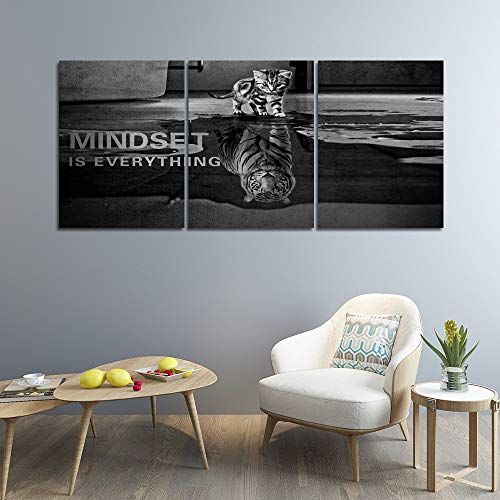 3 Panels Mindset is Everything Motivational Canvas Wall Art Inspirational Entrepreneur Quotes Poster Print Artwork Painting Picture for Framed Home Decoration Living Room office bedroom 36''W x 16''H