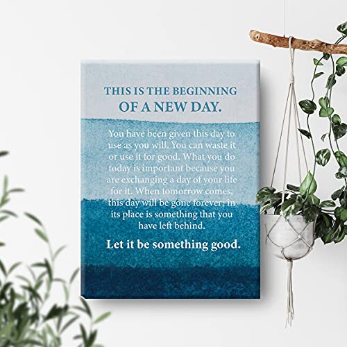 Inspirational Wall Art This Is the Beginning of a New Day Quote Canvas Painting Prints for Home Living Room Wall Decor Framed Motivational Artwork Gifts(12x15 Inch)