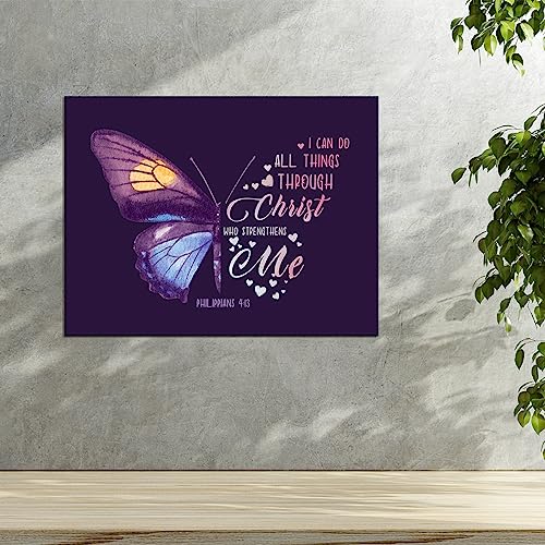 Inspirational Christian Wall Decor,I Can Do All Things Through Christ Who Strengthens Me Philippians 4:13 Bible Verses Canvas Poster Print Wall Art for Women Girls W630