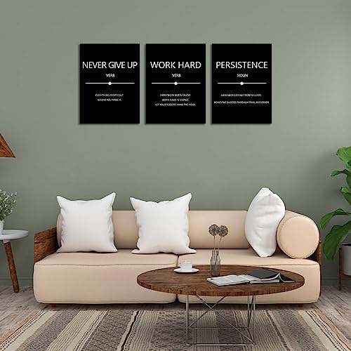 Inspirational Wall Art Canvas Prints Poster Motivational Persistence Wall Art Hustle Poster Office Decor Positive Success Quotes Pictures Framed for Living Room Bedroom(36''Wx 16''H)