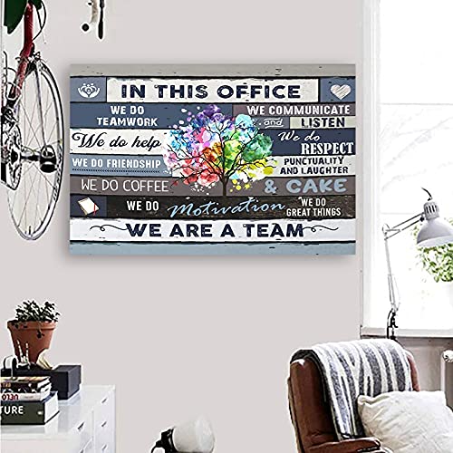 In This Office Canvas Wall Art Rustic Vintage We Are A Team Canvas Poster We Do Teamwork Inspirational Wall Art Decorations On Canvas Motivational Quotes We Do Help We are A Team Canvas Poster Modern Office Wall Decor 16" x 24” Unframed