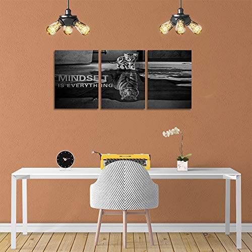 3 Panels Mindset is Everything Motivational Canvas Wall Art Inspirational Entrepreneur Quotes Poster Print Artwork Painting Picture for Framed Home Decoration Living Room office bedroom 36''W x 16''H