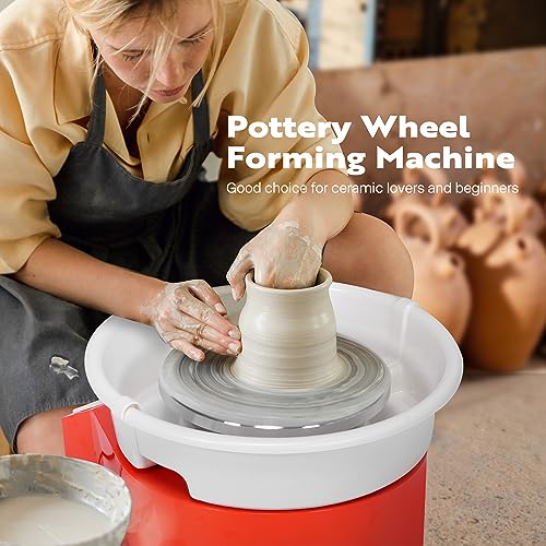 VIVOHOME Upgraded Compact 25CM LCD Touch Pottery Wheel Forming Machine, Electric Ceramic Clay Wheel with Foot Pedal and Detachable Basin, DIY Tools for Adults Beginners Orange