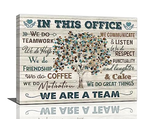 Inspirational Office Wall Art Motivational Quotes Pictures Wall Decor for Office We Are A Team Canvas Painting Room Decorations Artwork Framed Ready to Hang 16"x12"