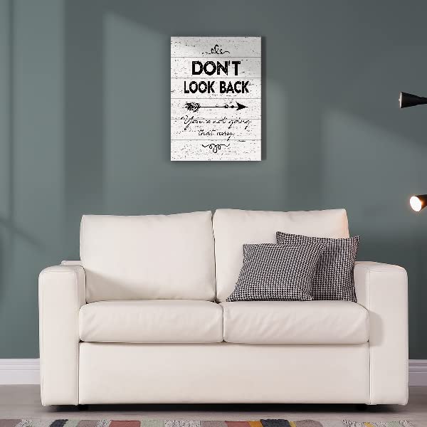 IIONGDE Don't Look Back Quote Canvas Wall Art, Inspirational Motto Motivational Canvas Print Painting Ready to Hang for Home Office Bedroom Living Room Wall Decor 12" X 15"
