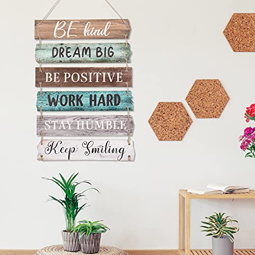 6 Pieces Rustic Wall Hanging Plaque Sign Inspirational Wall Art Farmhouse Wooden Wall Signs Positive Wall Plaque with Quotes Motivational Quote Decor for Office Bedroom Living Room (Retro Style)