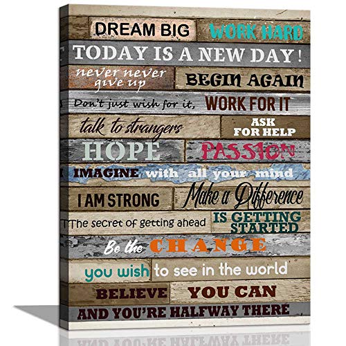 Inspirational Wall Art Motivational Poster Quotes Office Wall Decor for Living Room Bedroom Bathroom Decoration Rustic Framed Canvas Print Art Today Is A New Day 12"x16"