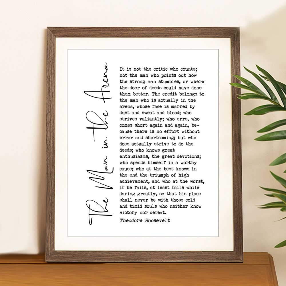 The Man In The Arena Art Print Scripture Inspiring Quotes Wall Art UNFRAMED 8x10inch
