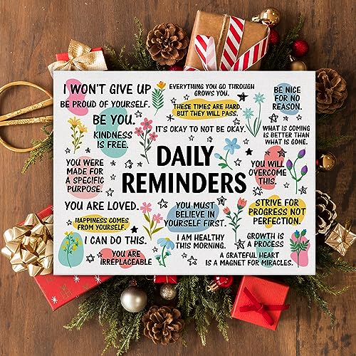 Inspirational Daily Reminders Poster Canvas Wall Art for Office Home Decor - Positive Affirmation Canvas Print Wall Art Painting Framed Encouragement Gifts - Easel & Hanging Hook 12x15 Inch