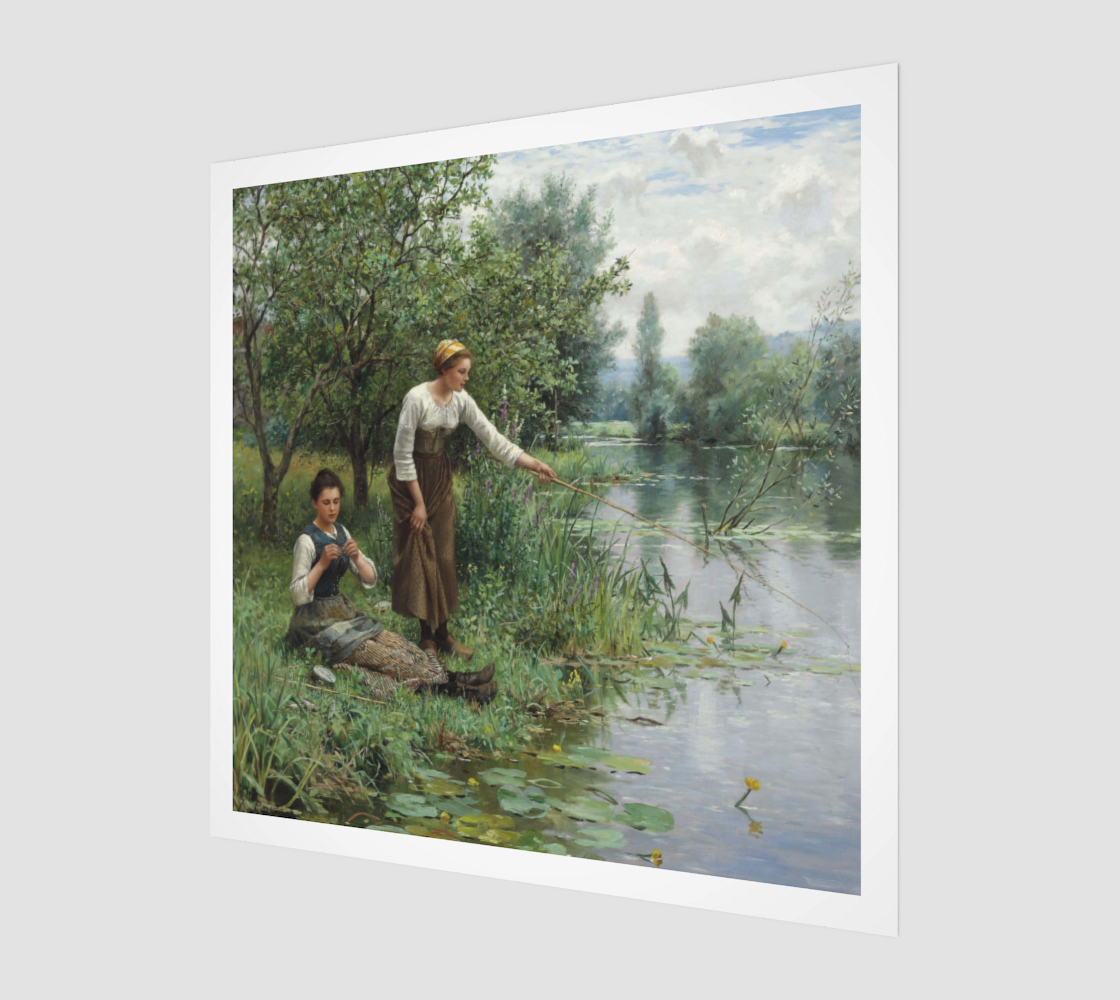Two Women Fishing by Daniel Ridgway Knight