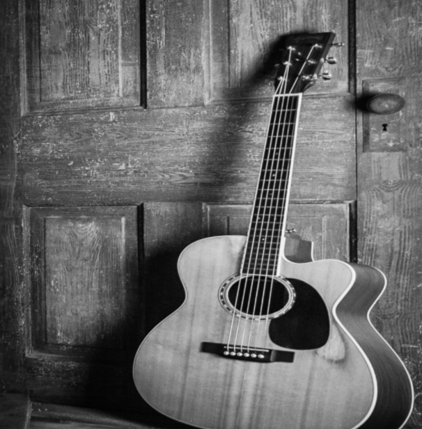 Acoustic Guitar - Black And White Photo