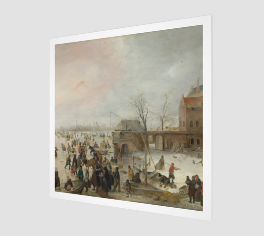 A Scene on the Ice near a Town Painting by Hendrick