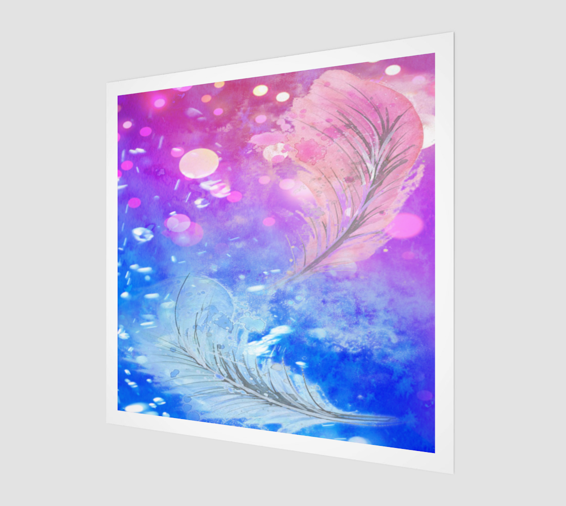 Abstract Colorful Blue & Pink Feathers